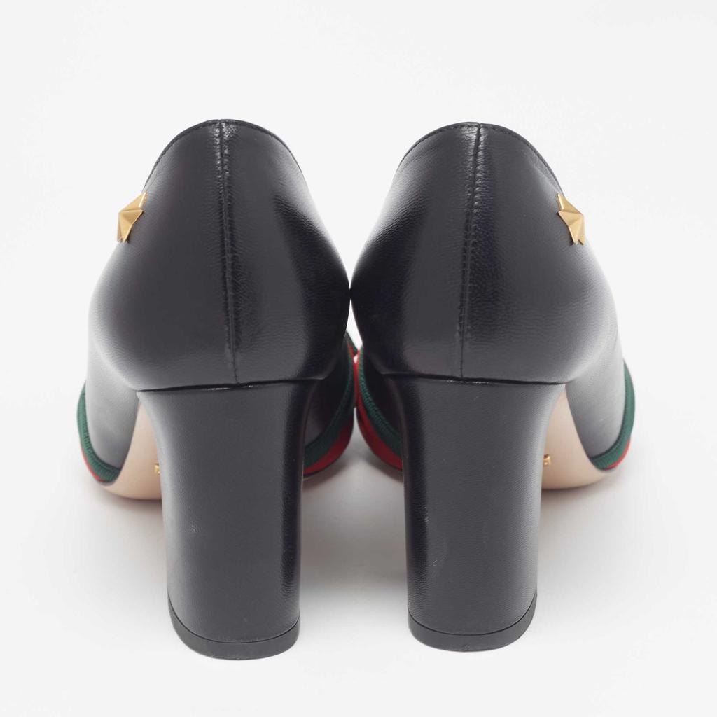 【新発売】今週の市販 Bow Web Leather Black Gucci Gucci Block 35.5 Pumps Heel 靴