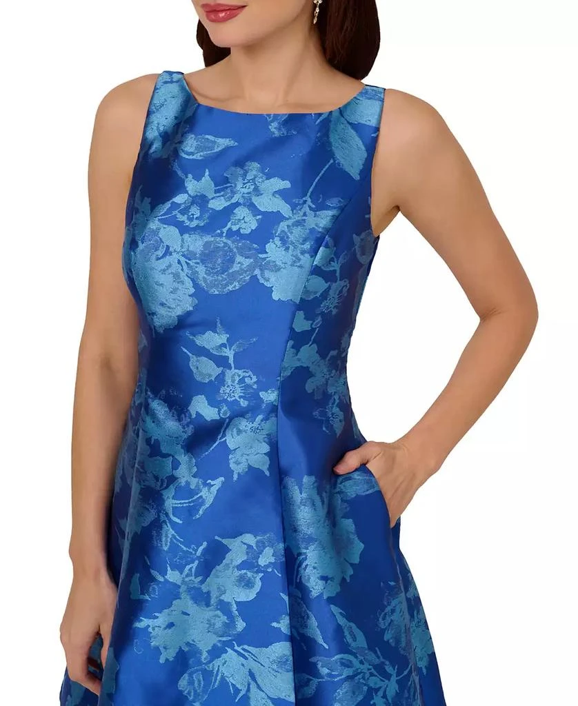 verona light blue floral print off the shoulder lace dress Shimmer Gold Fit & Flare Dress