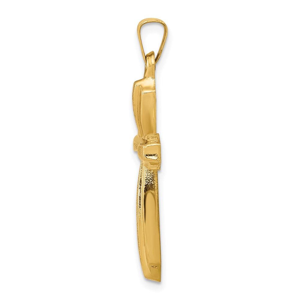 Diamond2Deal 14k Yellow Gold Textured and Polished Passion Cross Pendant