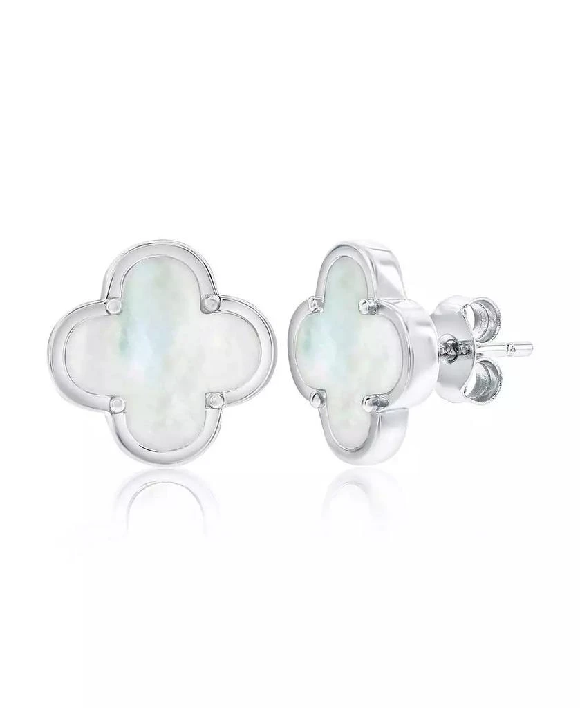 Simona Sterling Silver, Mother of Pearl Clover Studs