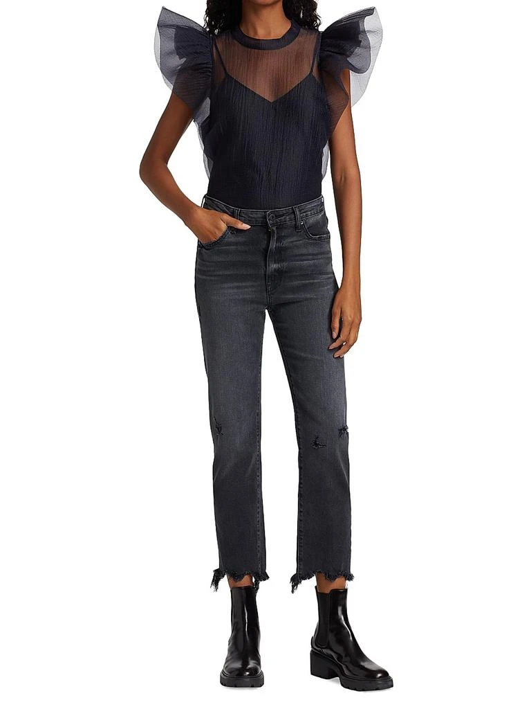 Jonathan Simkhai Standard River High-Rise Distressed Stretch Straight-Leg Jeans 2