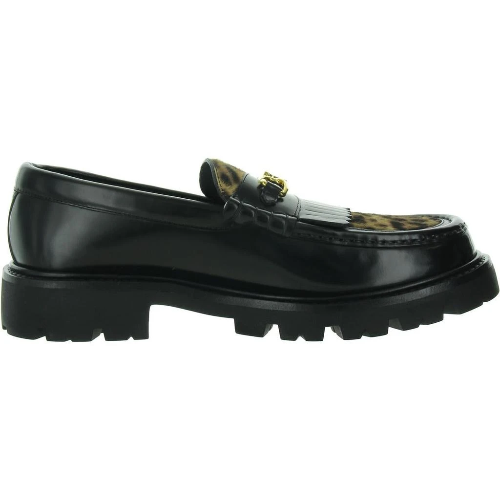 Celine Margaret Womens Patent Leather Faux Fur Loafers 3