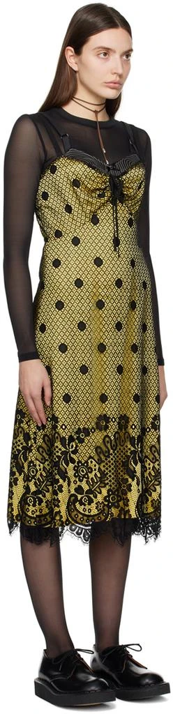 Anna Sui Yellow & Black Washed Midi Dress 2