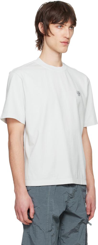 Stone Island Blue Combed Organic Cotton Jersey T-shirt