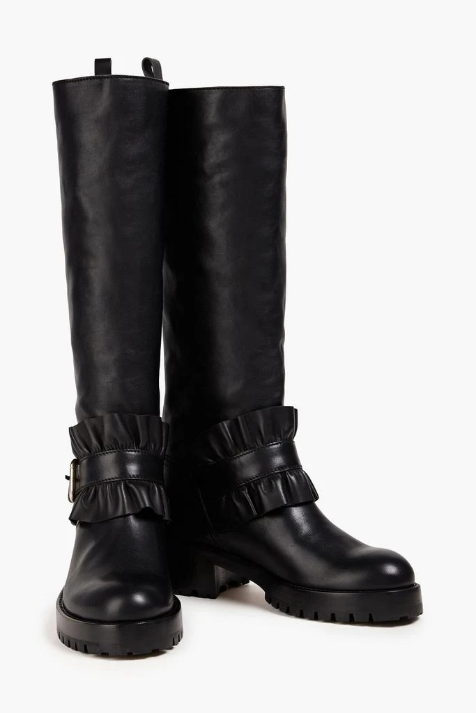 RED Valentino Ruffled leather knee boots 2