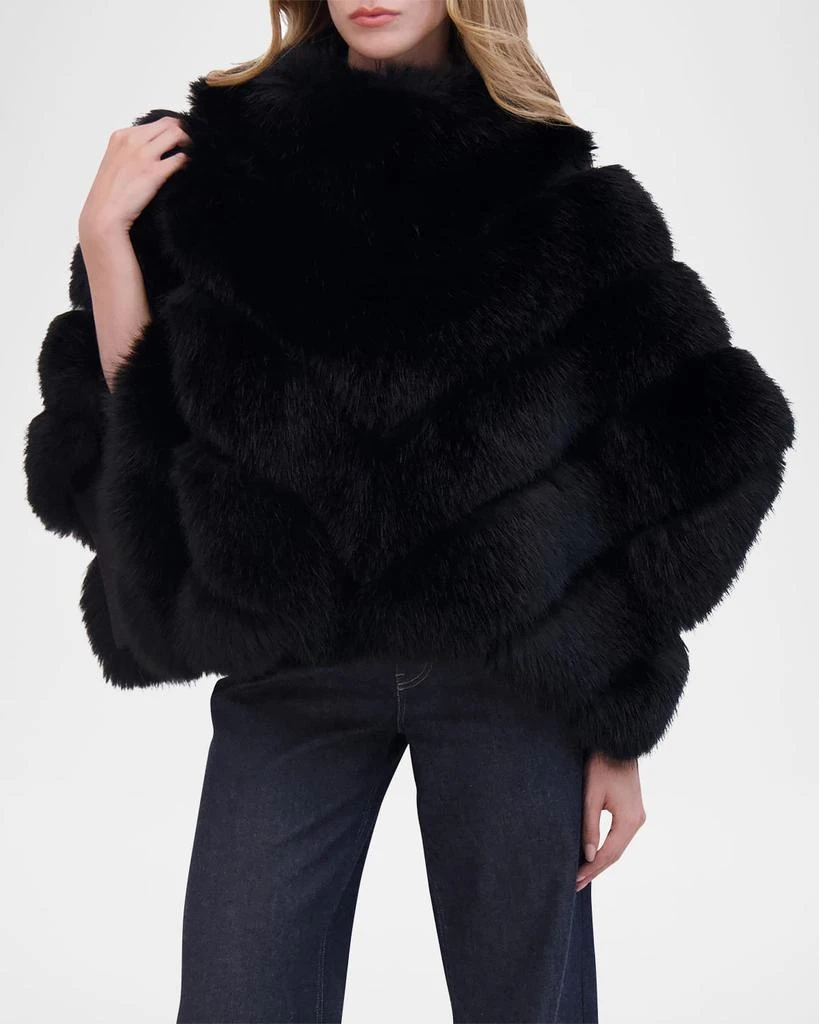 Theia Chevron Fox-Like Faux Fur Cape 6
