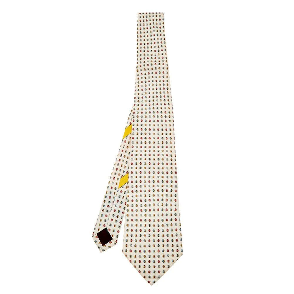 Salvatore Ferragamo Salvatore Ferragamo Cream Ball Printed Silk Tie 1
