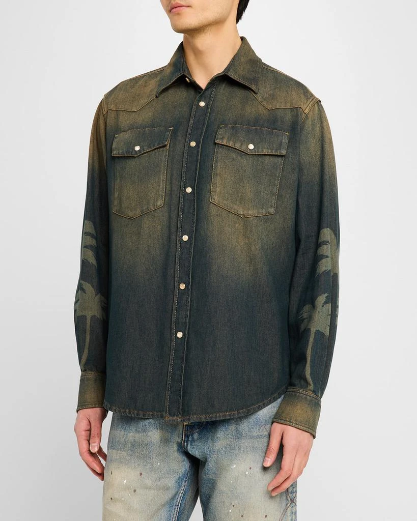 Palm Angels Men's Laser Palms Denim Shirt 4