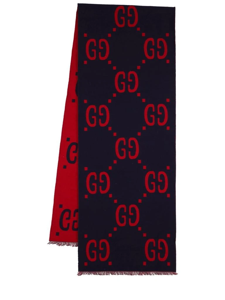 Gucci Gg Jacquard Wool & Silk Scarf 1