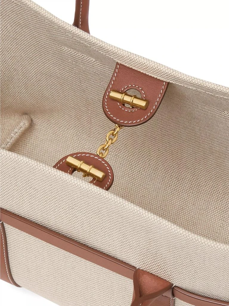 Loro Piana Small Ghiera Canvas &amp; Leather Shopper Tote Bag 7