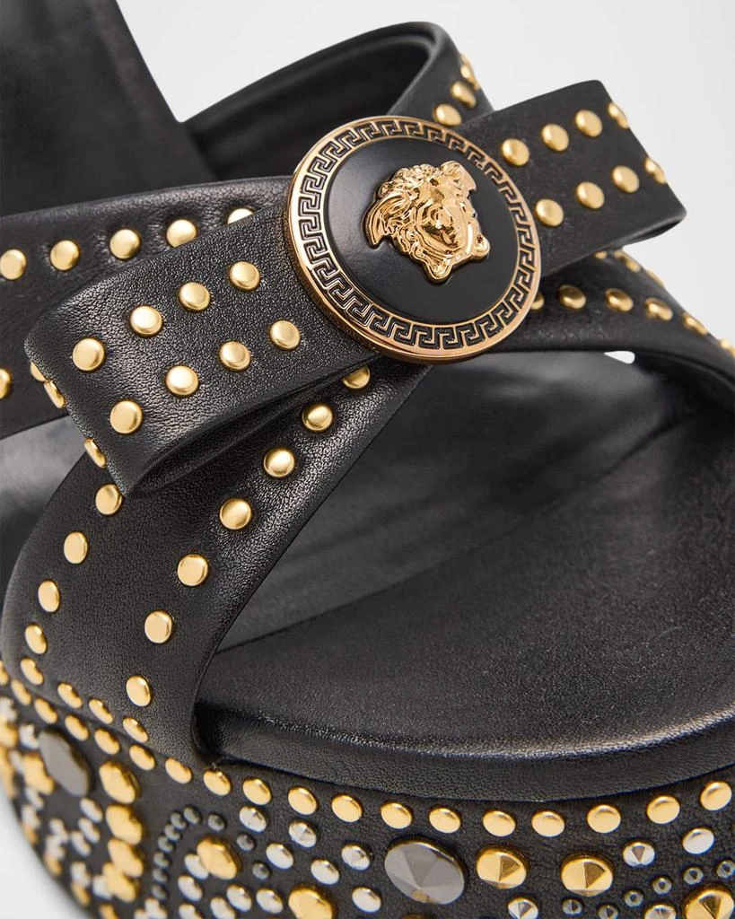 Versace 140mm Gianni Ribbon Studded Leather Platform Sandals 6