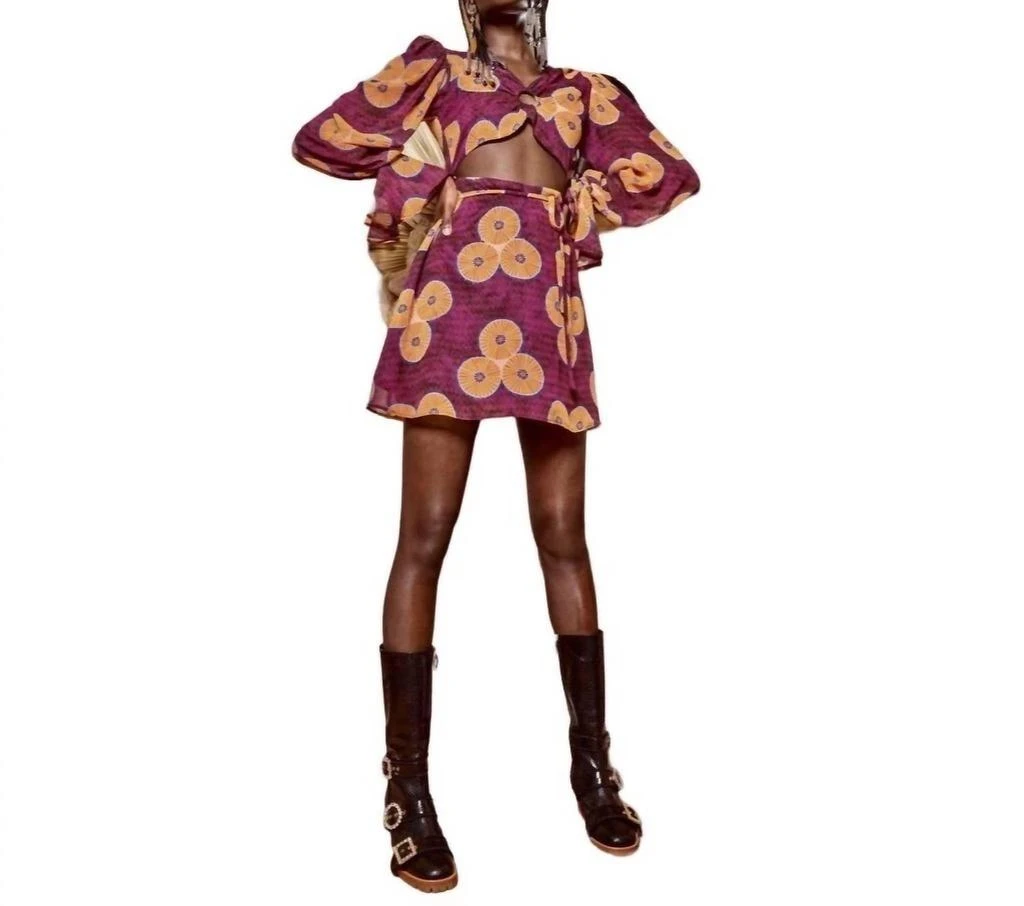 Autumn Adeigbo Amelie Printed Cut-Out Mini A-Line Dress In Purple 4