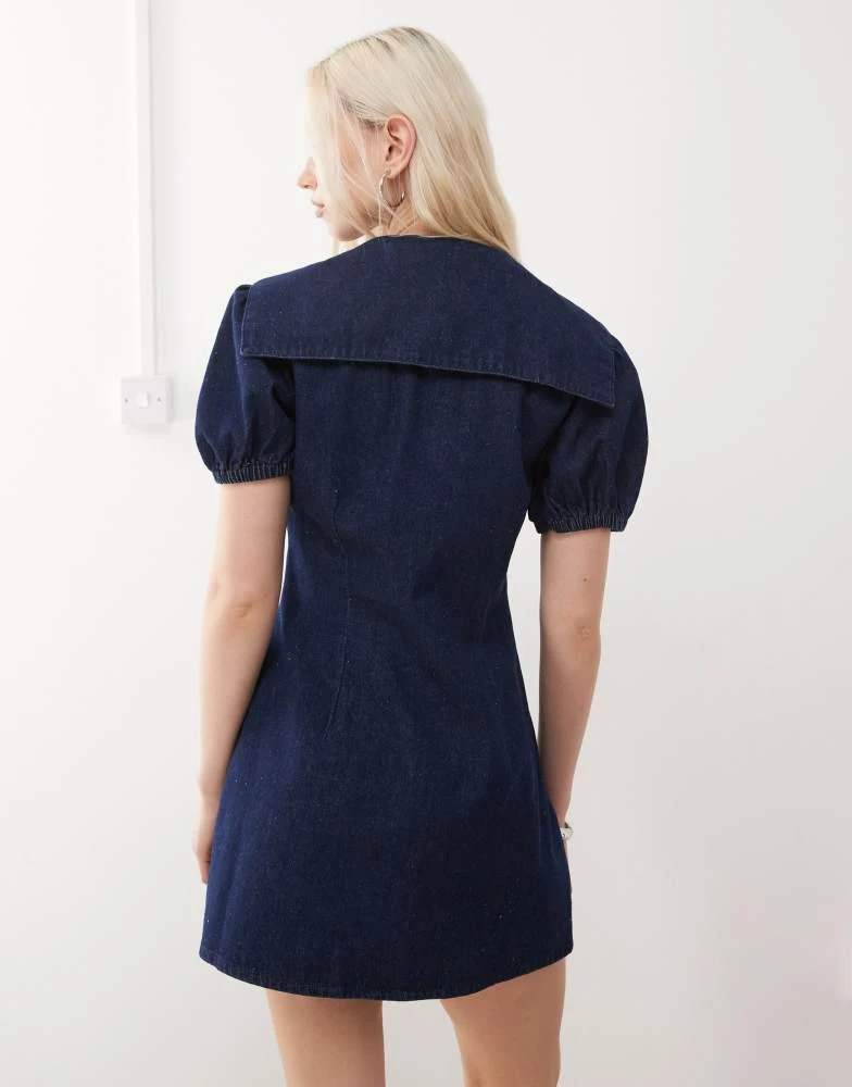 Reclaimed Vintage Reclaimed Vintage sailor collar denim mini dress in indigo 4