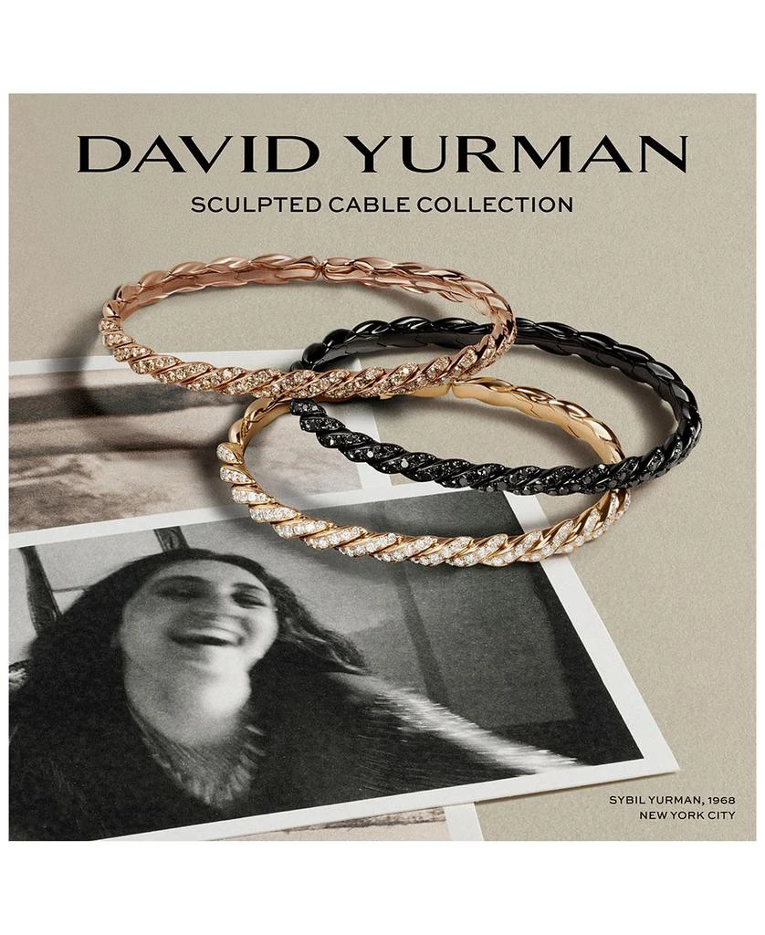 David Yurman Sculpted Cable Flex Bracelet in 18K White Gold with Black Rhodium and Black Diamonds, 5mm 7