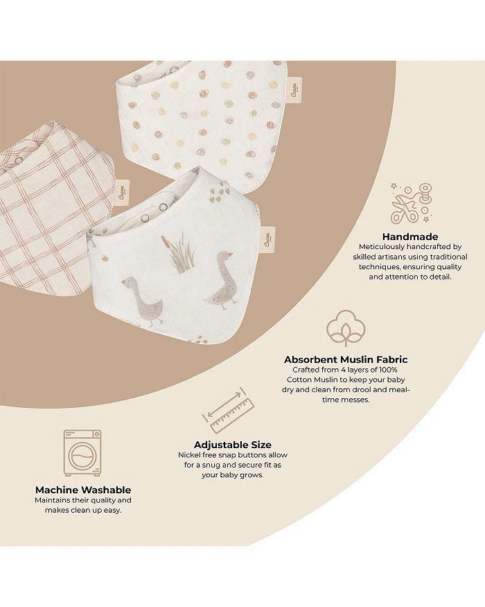Crane Baby Unisex Charlie Bibs Set, 3 Pack 3
