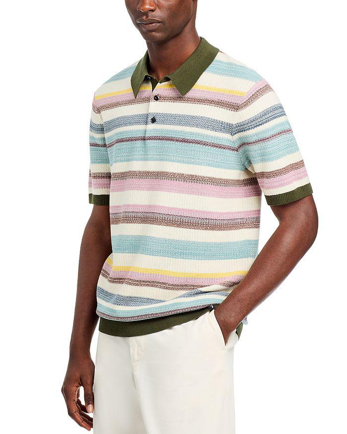 Scotch & Soda Cotton Stripe Structured Knit Regular Fit Polo Shirt