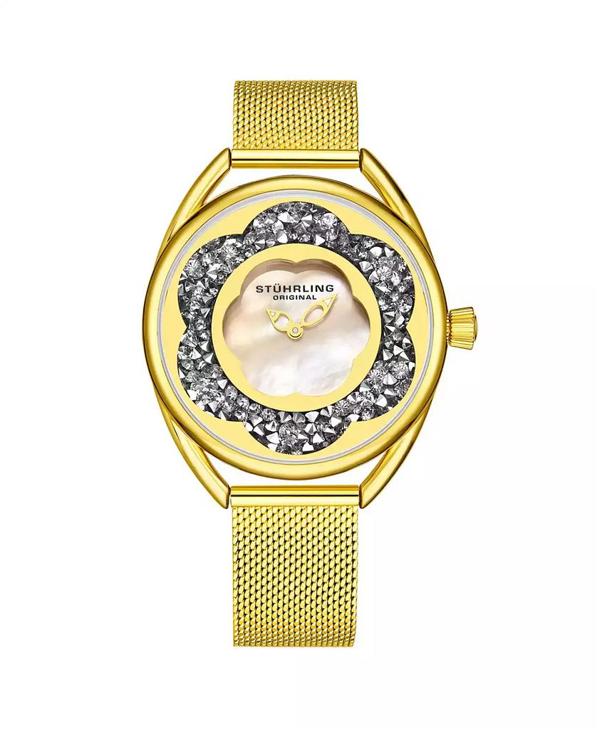 Stuhrling Women's Gold Tone Mesh Stainless Steel Bracelet Watch 38mm