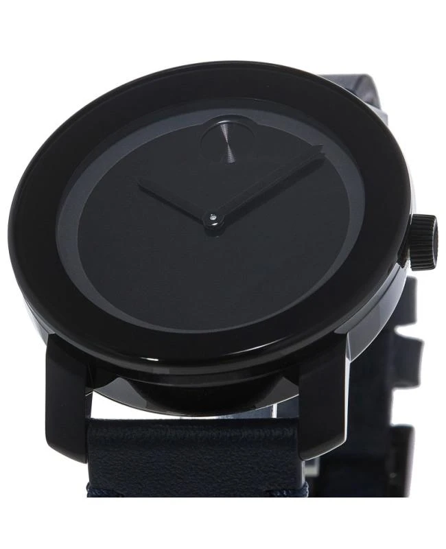 Movado Movado Bold Black Dial Navy Leather Strap Men's Watch 3600583 3