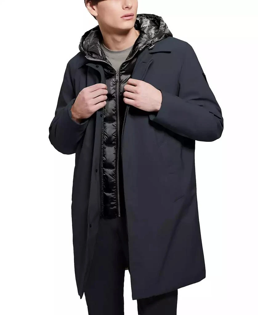 GUESS Men's Colin Raincoat with Removable Nylon Hooded Inset 1