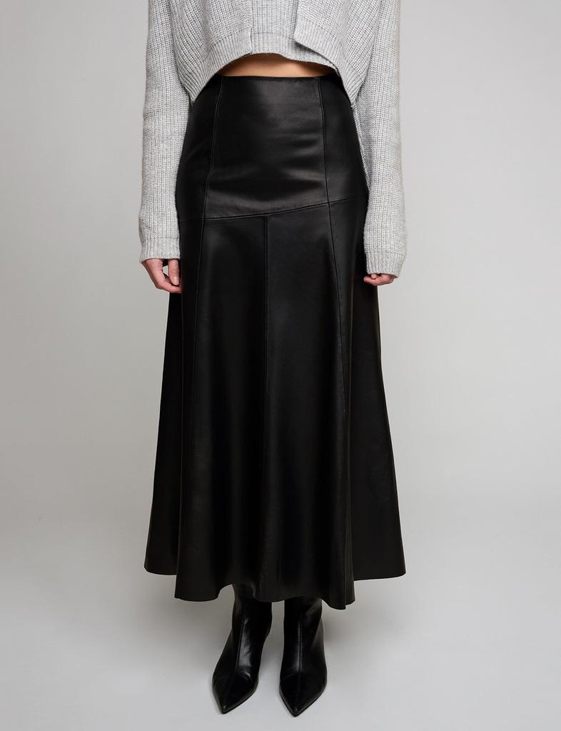 Pixie Market Black Leather Paneled Maxi Skirt