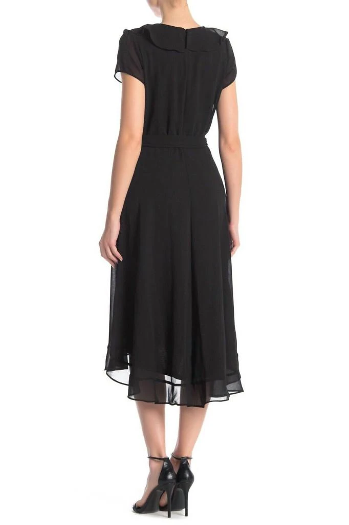 Gabby Skye Gabby Skye - Cap Sleeve Tie Waist Faux Wrap Above Knee Dress 4