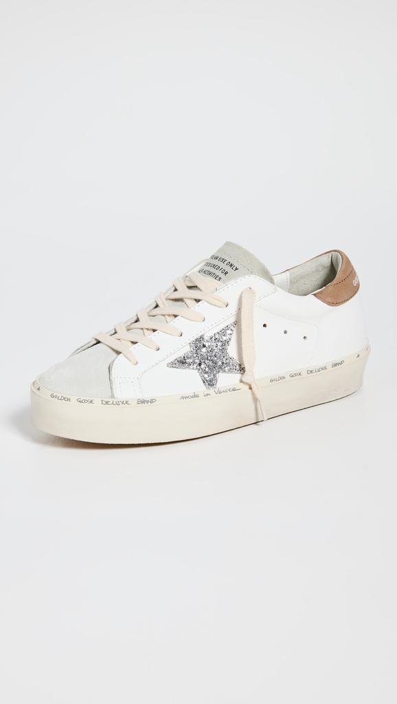 Golden Goose Hi Star Leather Upper Suede Toe Glitter Sneakers