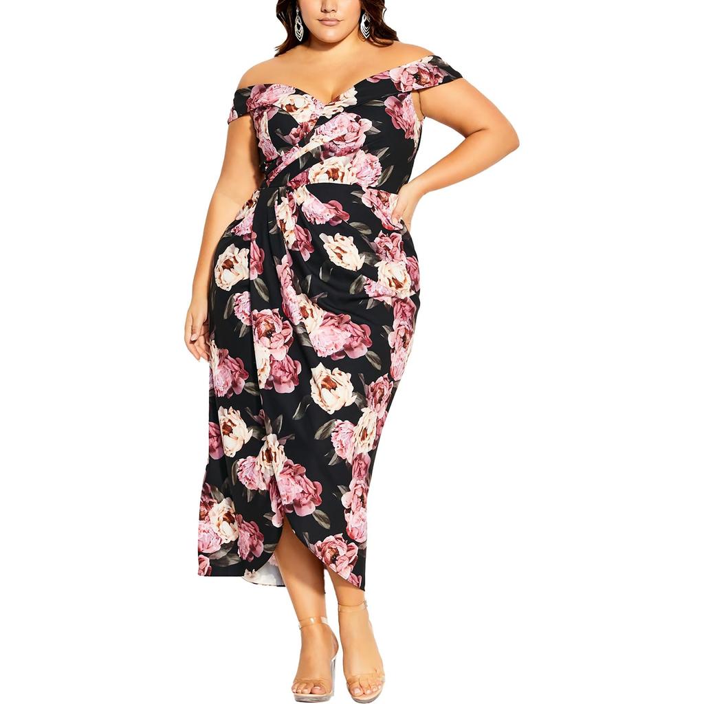 City Chic Womens Floral Print Polyester Midi Dress