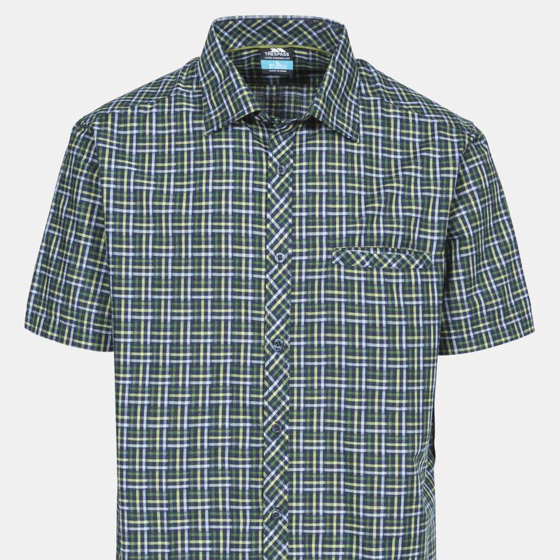 Trespass Mens Baffin Short Sleeve Casual Shirt Olive Check