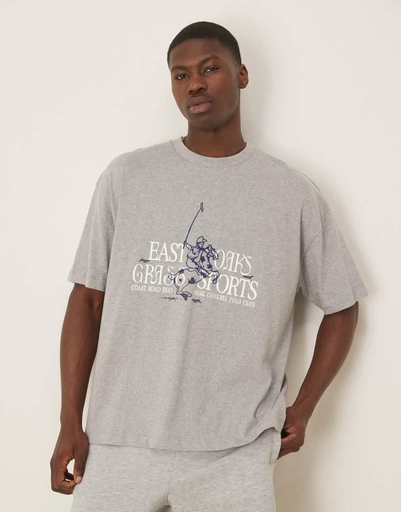ASOS ASOS DESIGN oversized t-shirt with sport front print in grey marl