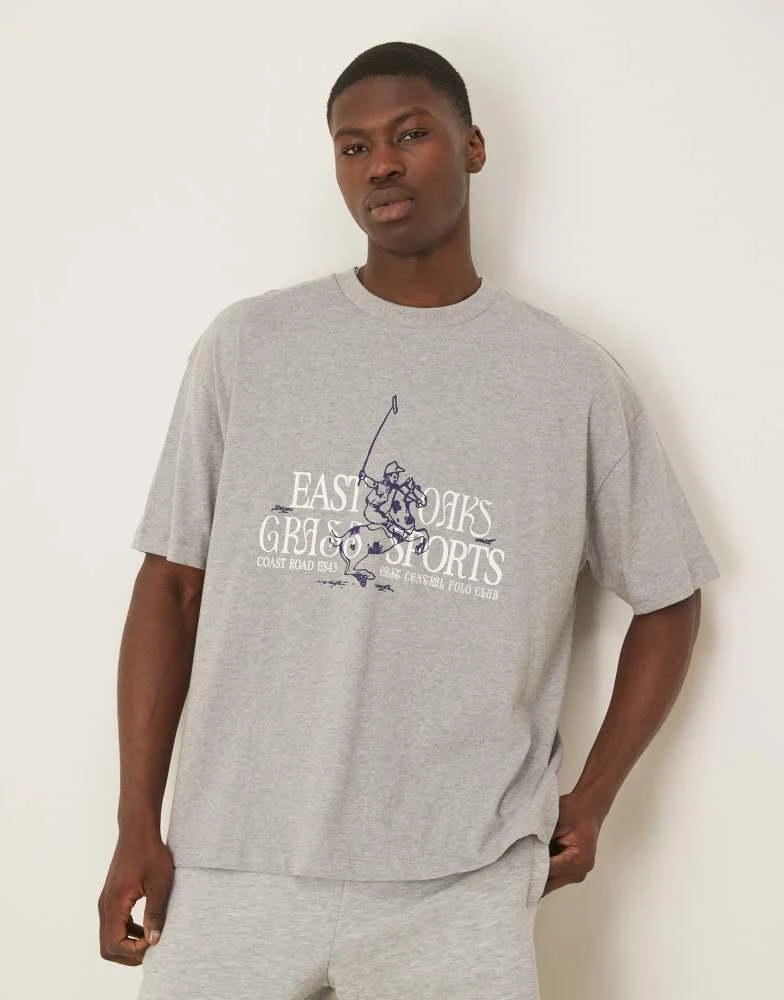 ASOS ASOS DESIGN oversized t-shirt with sport front print in grey marl 1
