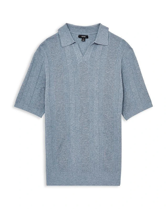 REISS Kansas Open Collar Stripe Textured Knitted Polo Shirt 6