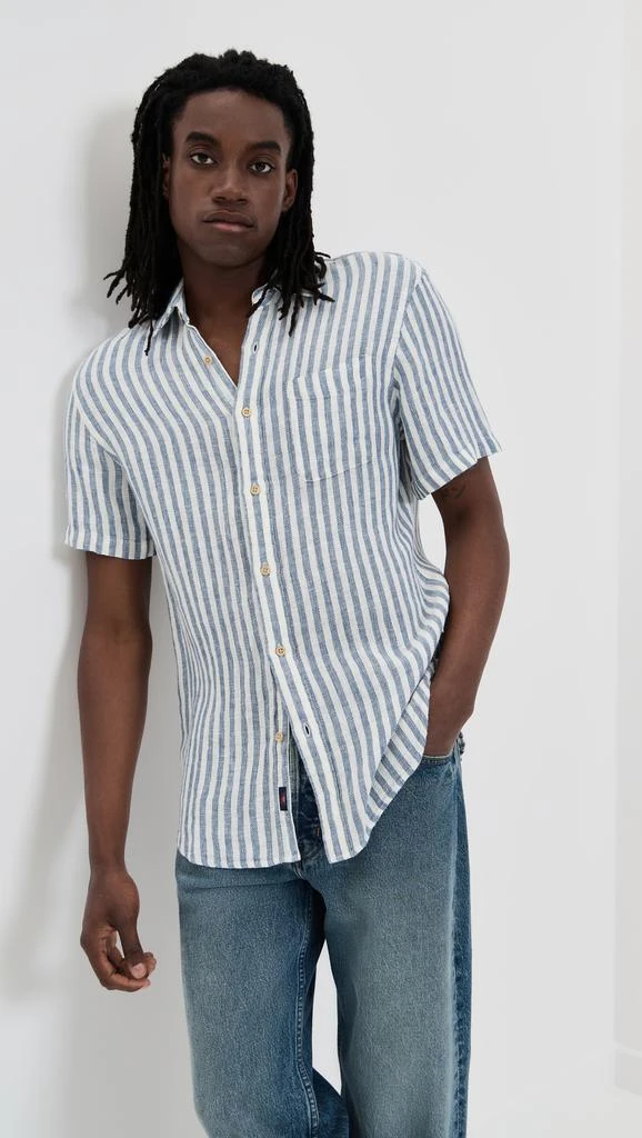 Faherty Palma Basketweave Linen Short Sleeve Shirt 6