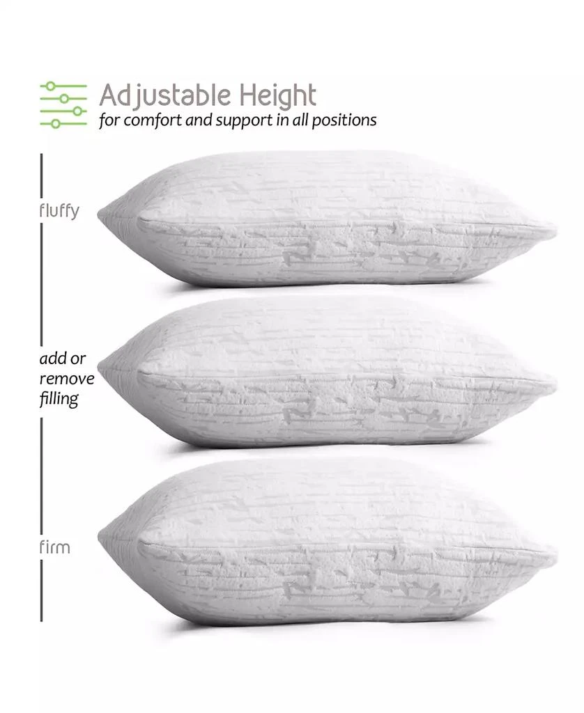 Clara Clark Shredded Memory Foam Pillow, Queen, Set of 4 6