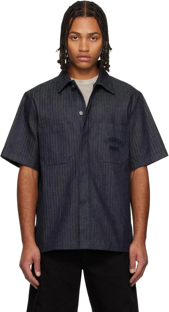 Givenchy Navy Herringbone Denim Shirt 1