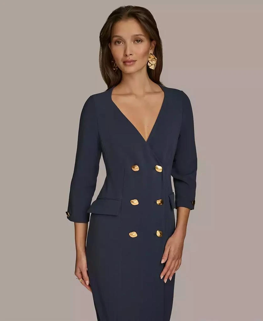 Donna Karan Women's 3/4-Sleeve Double-Breasted Midi Blazer Dress 4
