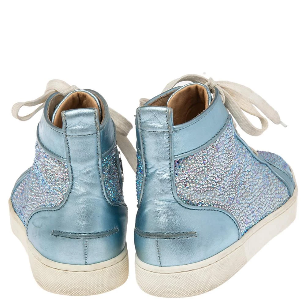 Christian Louboutin Christian Louboutin Light Blue Leather Crystals Embellished Louis Orlato High Top Sneakers Size 38 5