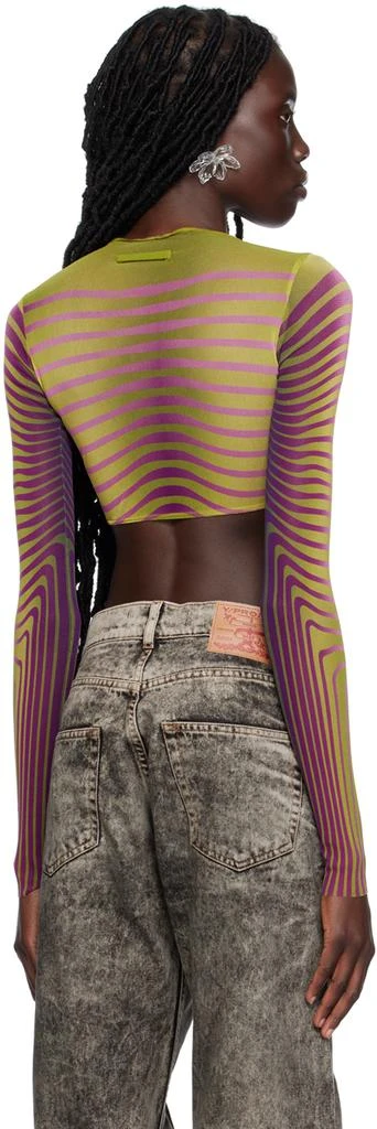 Jean Paul Gaultier Green & Purple 'The Body Morphing Crop' Long Sleeve T-Shirt 3
