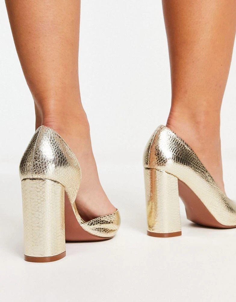 ASOS ASOS DESIGN Wide Fit Winston d'orsay high heeled shoes in gold 2