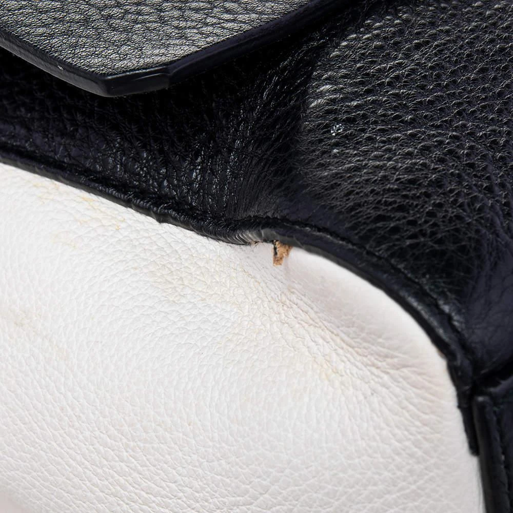 Furla Furla Black/White Leather Flap Top Handle Bag 10