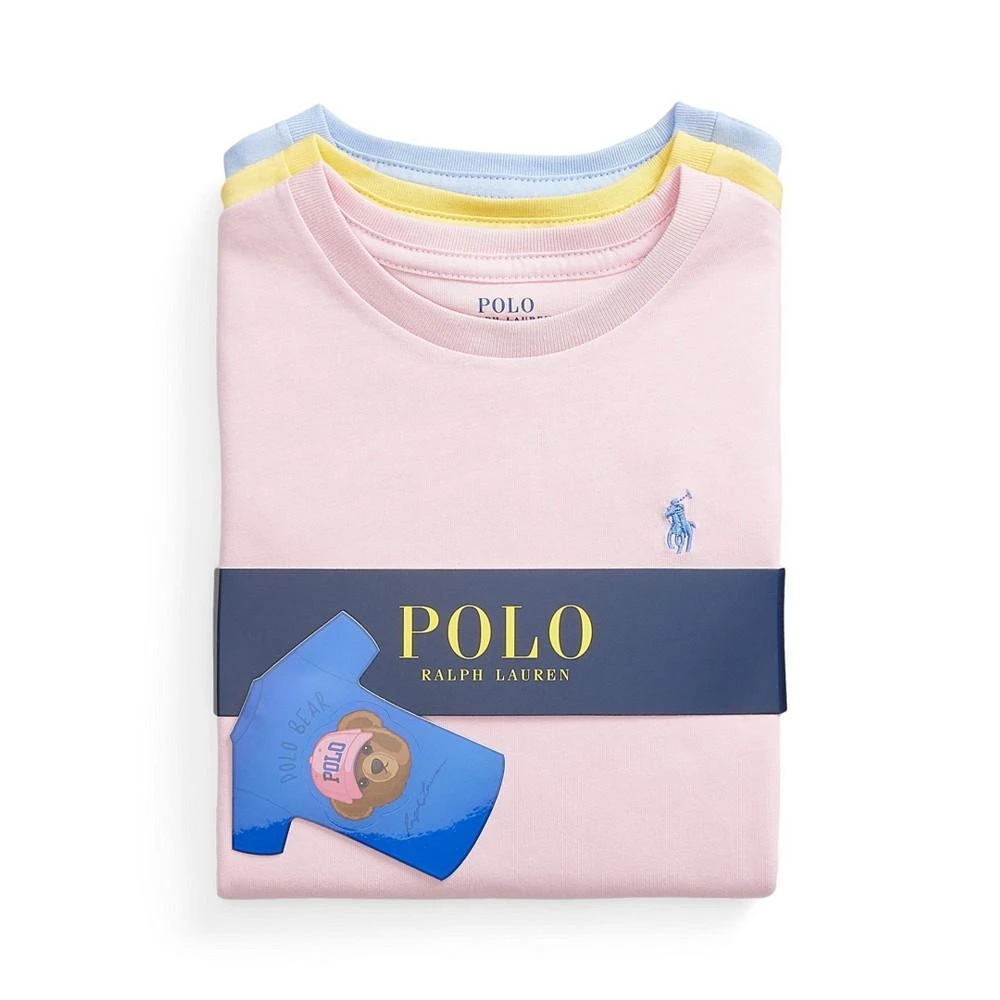 Polo Ralph Lauren Toddler and Little Girls Cotton Jersey Crewneck T-shirts, Pack of 3 2