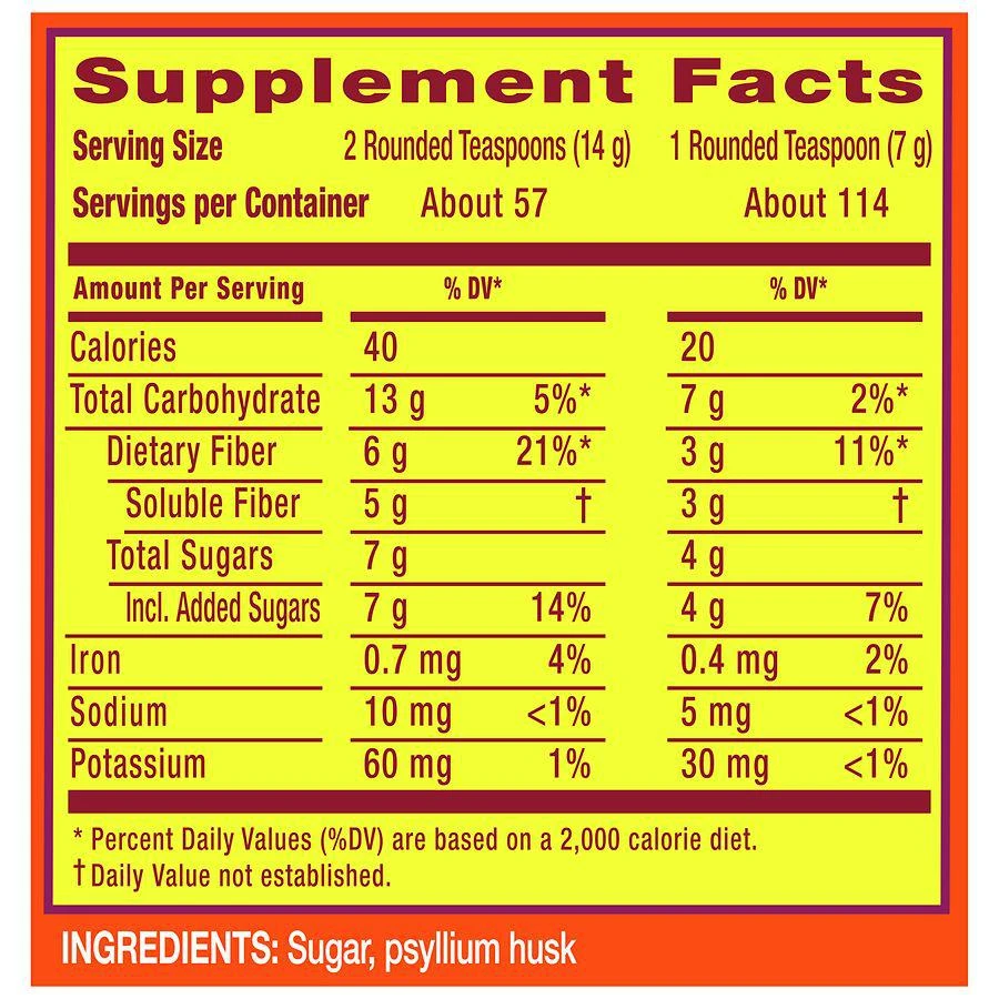 Metamucil Daily Psyllium Husk Powder Supplement with Real Sugar, 4-in-1 Fiber Unflavored 4