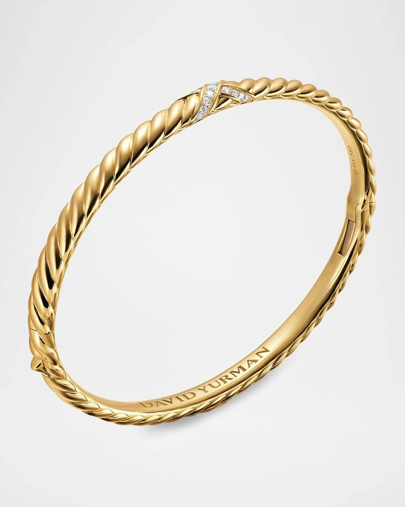 David Yurman Sculpted Cable X Bracelet with Diamonds in 18K Gold, 4.6mm 3