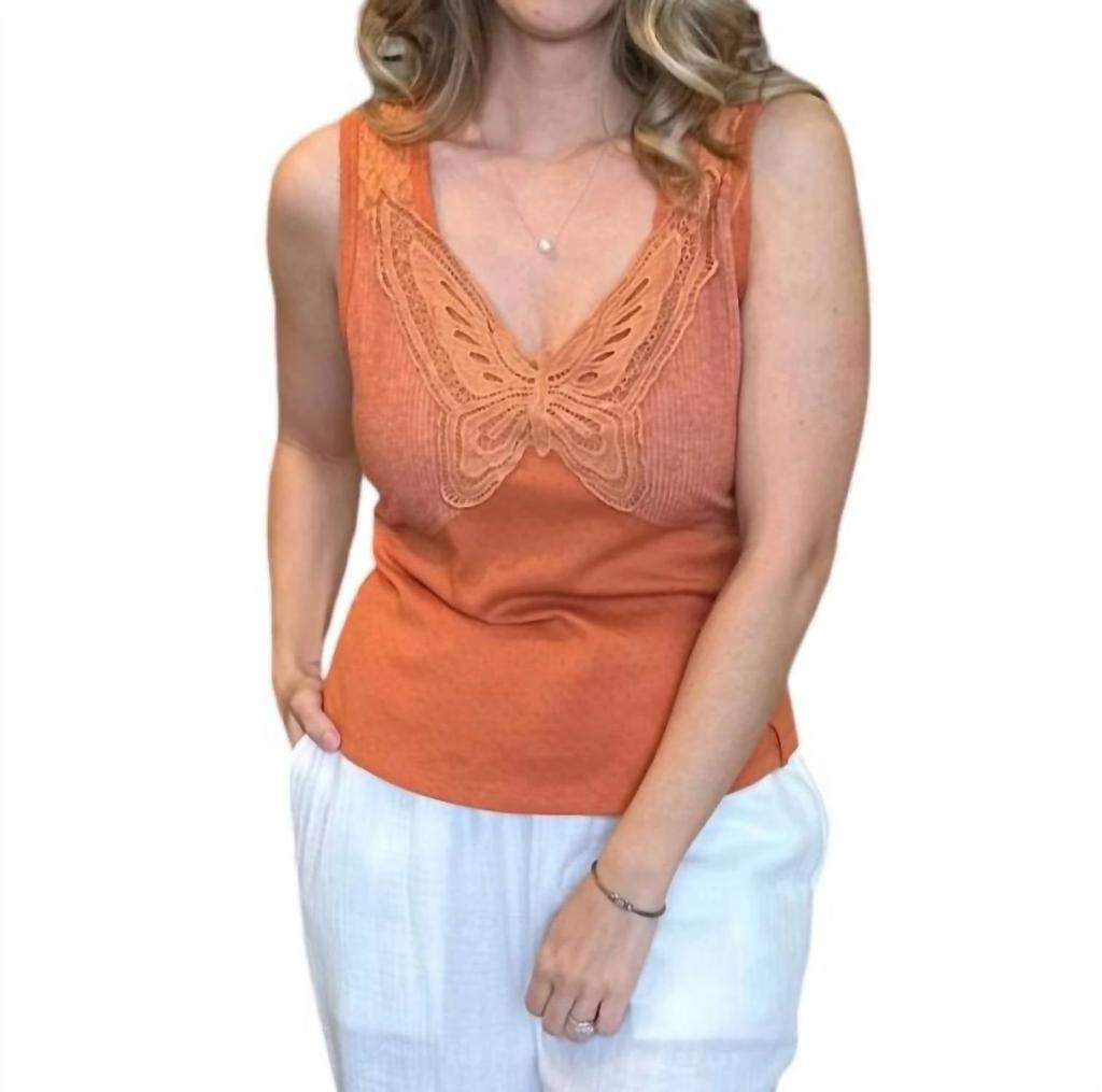 Miss Me Miss Me - Butterfly Ribbed Tank