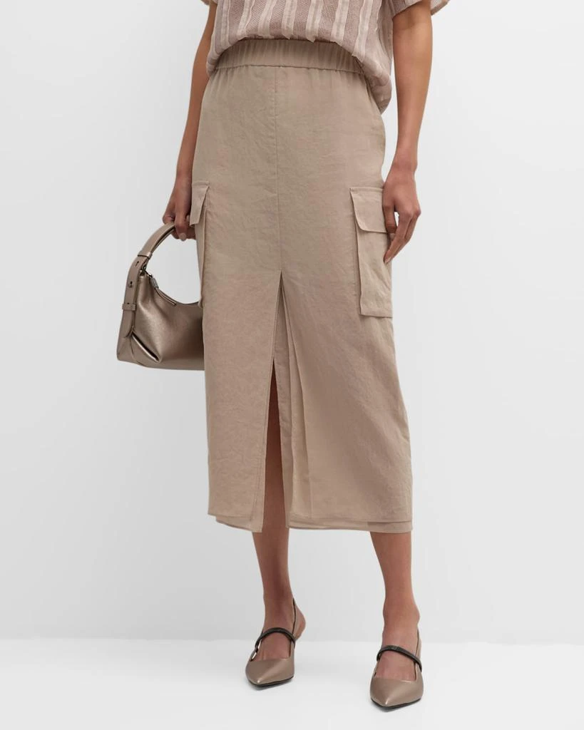 Brunello Cucinelli Organza Sheer Cargo Maxi Skirt 3