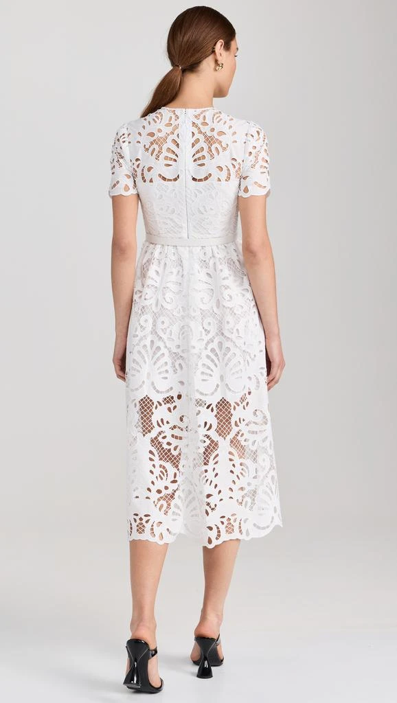 Self Portrait White Cotton Lace Button Midi Dress 2
