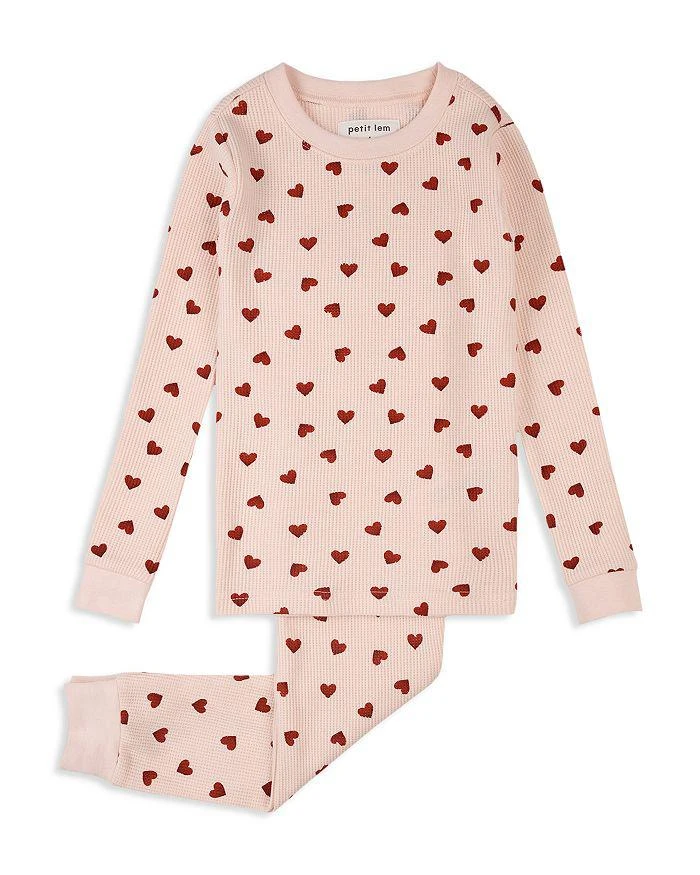 Petit Lem Girls
 Hearts Print Thermal Pajama Set - Little Kid