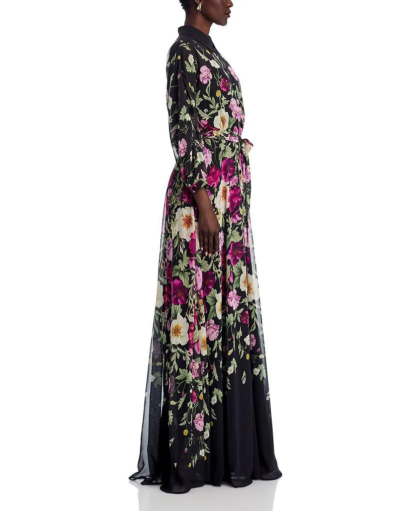 Teri Jon Chiffon Floral Print Shirt Waist Maxi Dress 5