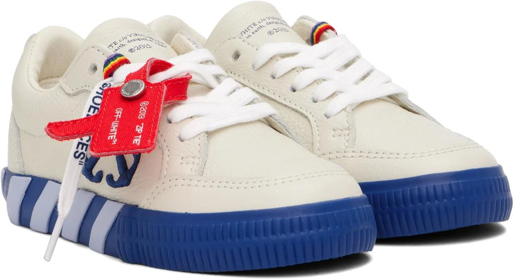 Off-White Kids Off-White & Blue Low Vulcanized Full Leather Sneakers 4