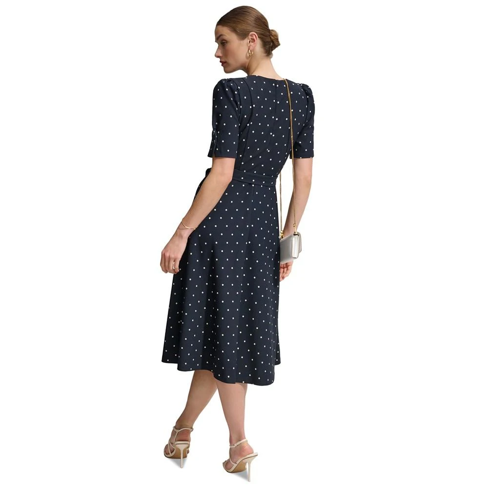 DKNY Women's Polka-Dot Puff-Sleeve Midi Dress 2