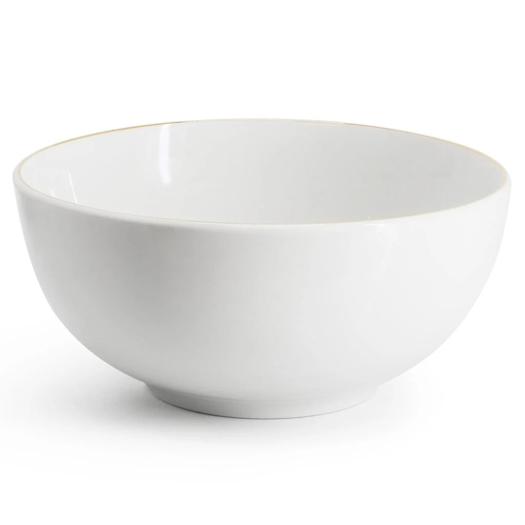 Gibson Home Ogalla 8 Piece Fine Ceramic 6 Inch 22 Ounce Cereal Bowl Set in White with Gold Rim 2